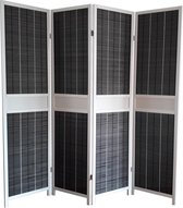 Kamerscherm Wit met Zwarte inleg - 4 panelen