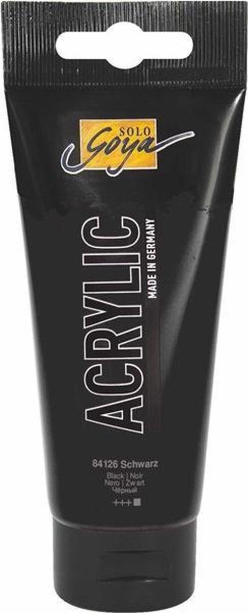 Solo Goya Zwarte Acrylverf - 100ml tube - Hoge kwaliteit A-merk