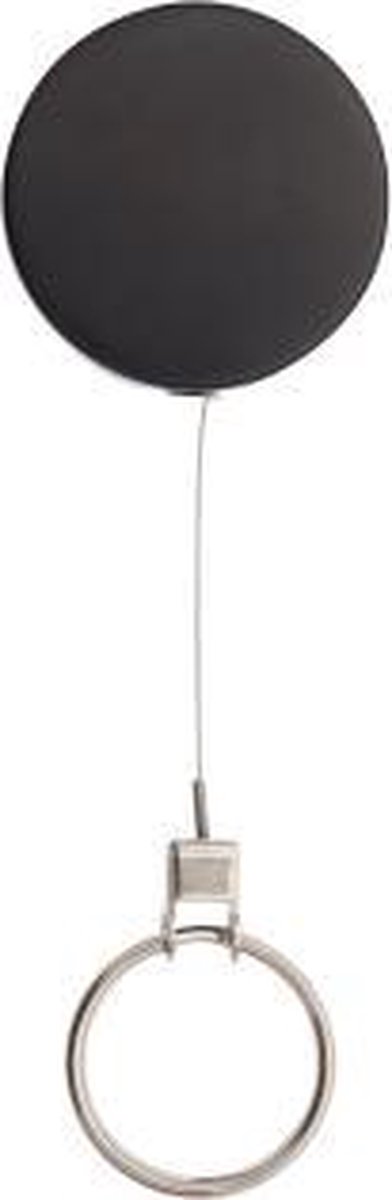Zwarte metalen yoyo met kabel en sleutelring / Skipashouder