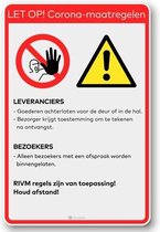 DOR Bord, Let op! Corona-maatregelen, reflecterende folie 600 x 900 mm