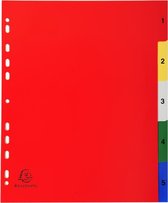 20x Tabbladen met bedrukte tabs in gekleurde PP - 5 tabs - 1 tot 5 - A4 maxi, Geassorteerde felle kleuren