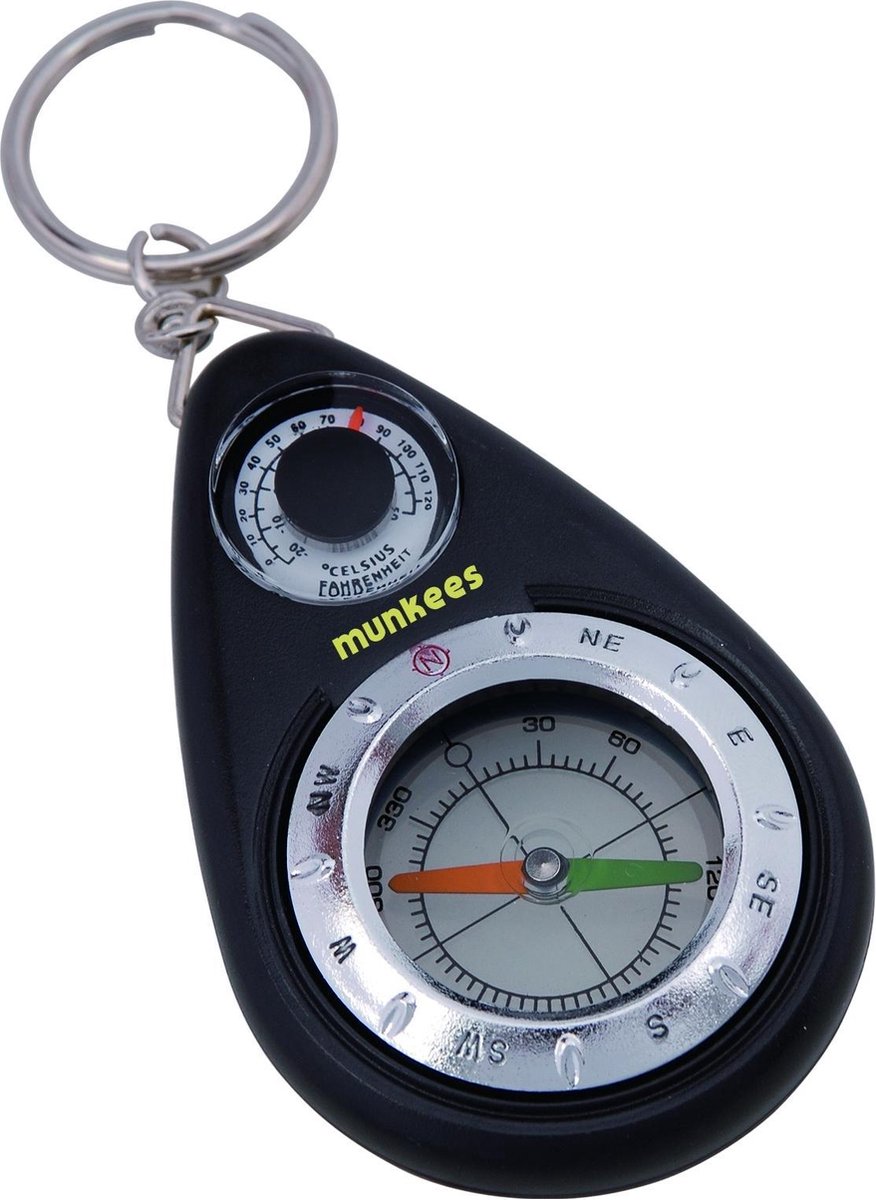 Munkees Kompas Met Karabijnhaak Zwart Unisex 7 Cm