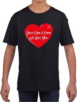 Lieve opa en oma we love you t-shirt zwart voor kinderen L (146-152)