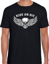 Ride or die fashion t-shirt motorrijder zwart voor heren S