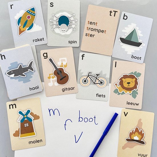 Maan Amsterdam Mijn alfabetkaarten - 26 letterkaarten - speel- en leerkaarten - set Pien
