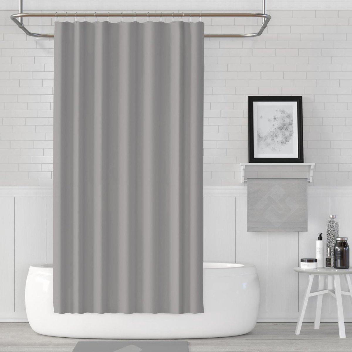 Zethome - Grijs Douchegordijn Extra Bred - 240x200 cm - Badkamer Gordijn - Shower Curtain - Sneldrogend - Anti Schimmel - Wasbaar - Duurzaam