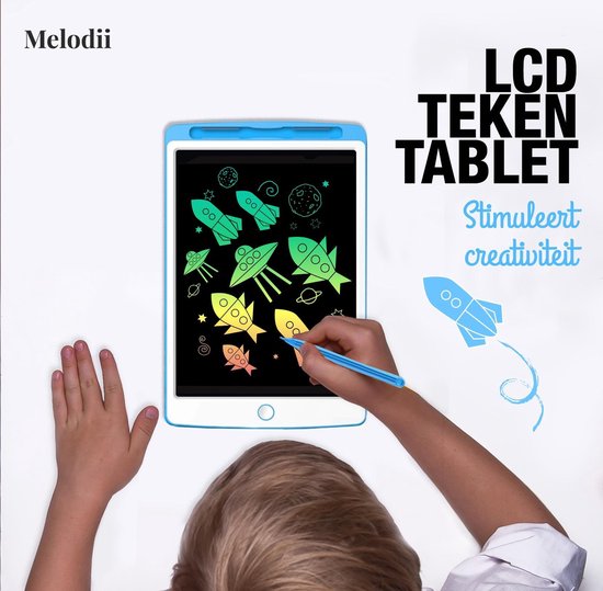 Melodii™ - LCD Tekenbord - Tekentablet voor kinderen | 10 inch kleurrijke digitale display | Elektronische grafische draagbaar tablet met geheugenslot | Leuke leermiddel voor kinderen om te schrijven en tekenen - Merkloos