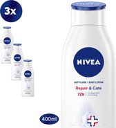NIVEA Repair & Care Bodylotion - Zeer Droge Huid - 3 x 400 ml - Voordeelverpakking