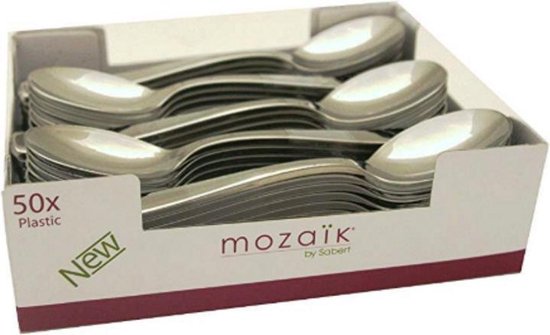 x Metallic zilver plastic LEPELS - Luxe sterk wegwerp bestek - Mozaiek van Sabert | bol.com