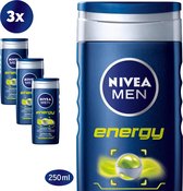Nivea Men Energy - 3 x 250 ml - Douchegel - Voordeelverpakking