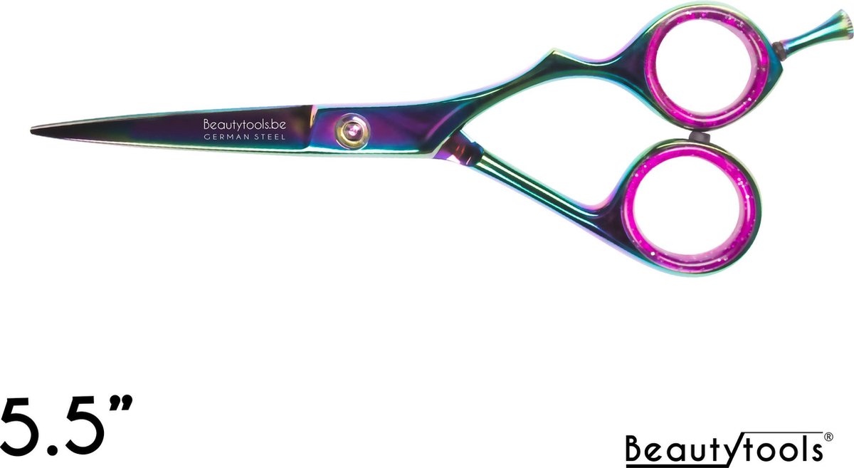 BeautyTools PREMIUM LINE Kappersschaar / Knipschaar Rechtshandig - Rainbow ThicCut voor dik haar (5.5 Inch) - (RS-1338)