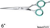 PROMO ! BeautyTools GOLD LINE Ciseaux de coiffure / Ciseaux de coupe droitier pour cheveux longs - Trancheuse longue argentée (6 pouces) - (RS-1499)
