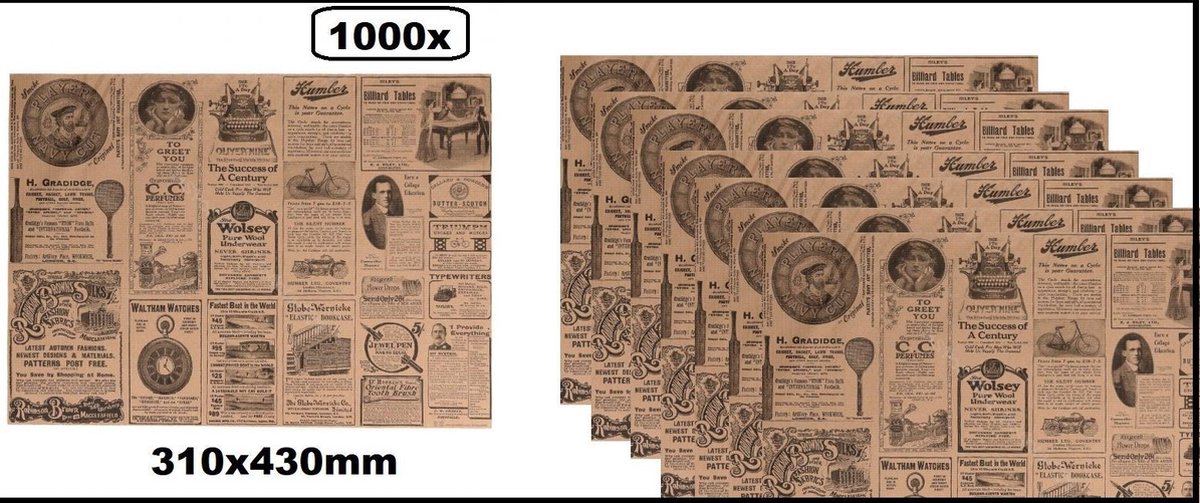 1000x Placemats papier News Paper Times - place mate diner restaurant eten nieuws placemate