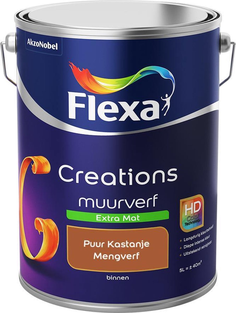 Flexa Creations Muurverf - Extra Mat - Mengkleuren Collectie - Puur Kastanje - 5 liter