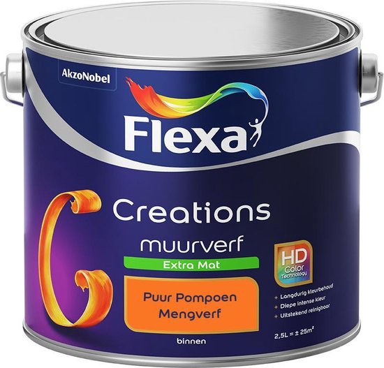 Flexa Creations Muurverf - Extra Mat - Mengkleuren Collectie - Puur Pompoen - 2,5 liter