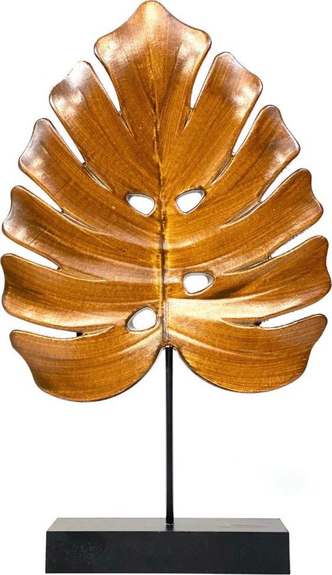 Crack pot Beyond zadel Luxe decoratie blad op standaard - 40 cm - hout - polyresin - decoratie  -... | bol.com