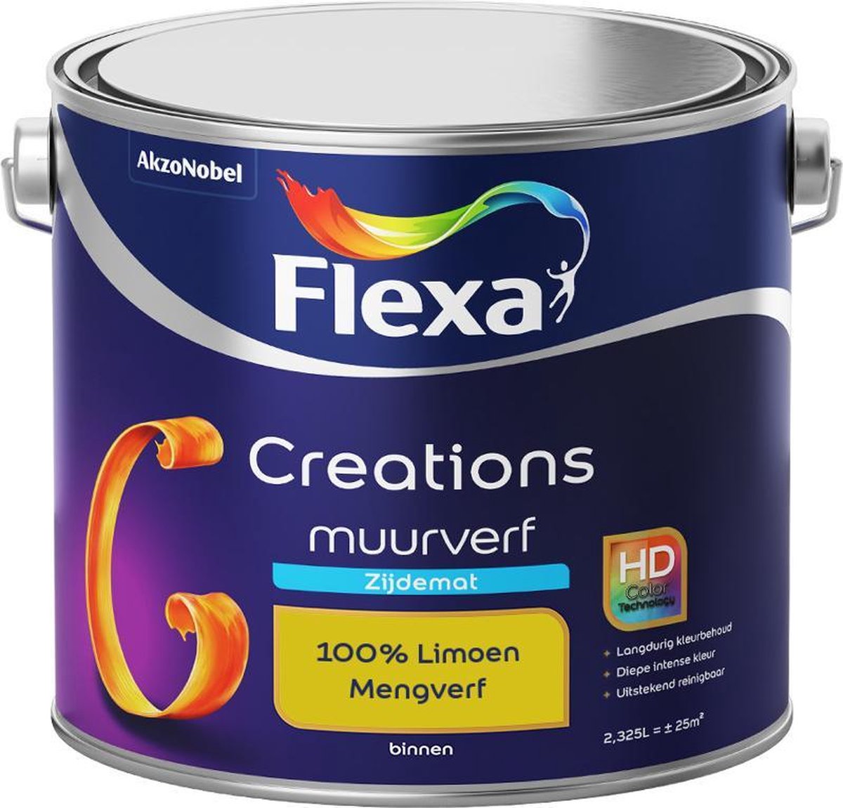Flexa Creations - Muurverf Zijde Mat - Mengkleuren Collectie - 100% Limoen - 2,5 liter