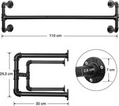 Nancy's Industriële Kledingstang aan de muur - Kledingrek - Kledingkast -Kledingstangen - 110 x 30 x 29,3 CM