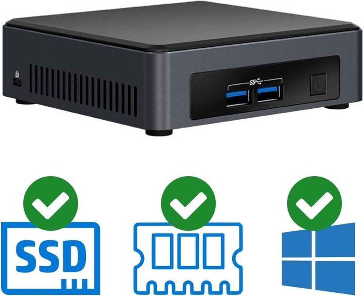 Intel NUC Compleet PC Intel Core i5 / 7300U 8 GB DDR4 240 GB SSD 2 x HDMI Windows 10 Pro