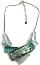 Petra's Sieradenwereld - Ketting metaal rhodium plating  aqua (14)