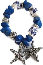 Petra's Sieradenwereld - Armband elastiek blauw met sterren