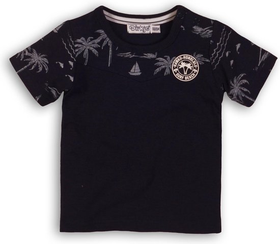 Dirkje - Jongens - Donkerblauw t-shirt palmbomen - Maat 68