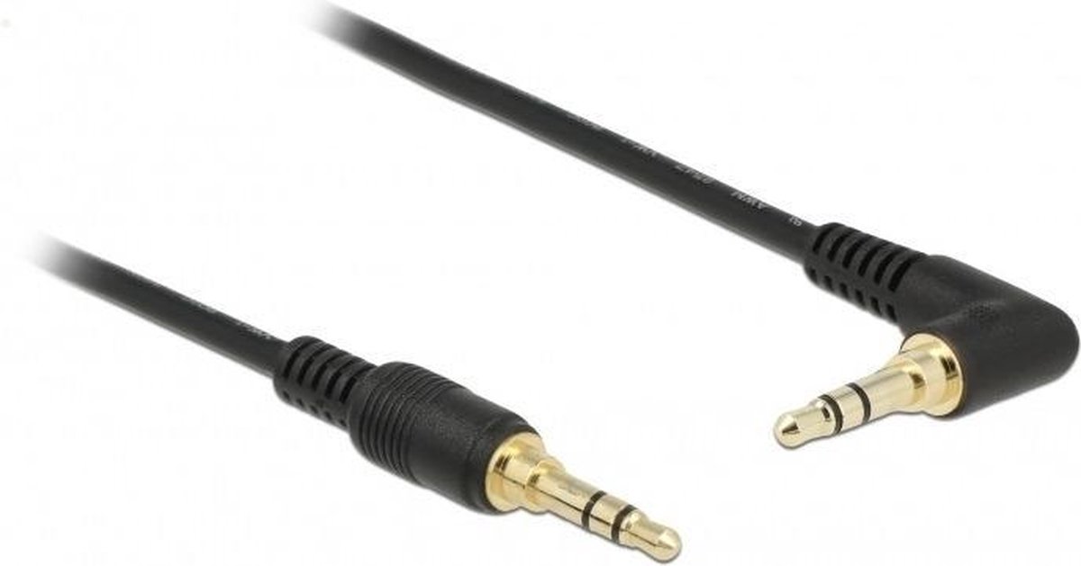 3,5mm Jack stereo audio slim kabel kabel met extra ruimte - haaks / zwart - 2 meter