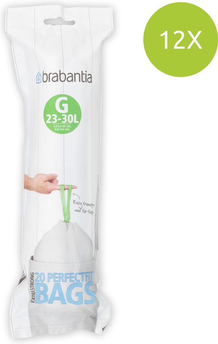 Goedkoopste Brabantia PerfectFit Vuilniszakken - 23/30 l - Code G - 12 rollen x 20 stuks