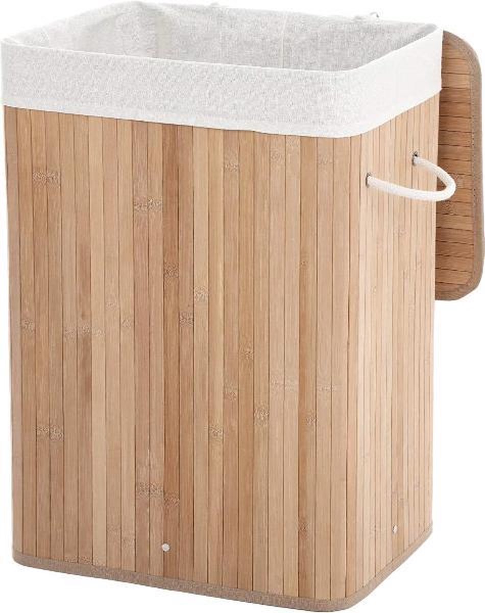 MIRA Home Wasmand - Bijzettafel - Basic - Modern - Bamboe - Bruin - 40x30x60