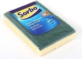 10x Sorbo schuurspons / schoonmaakspons met groene schuurvlak 13 x 9 x 2,5 cm - viscose - afwasaccessoires / schoonmaakartikelen