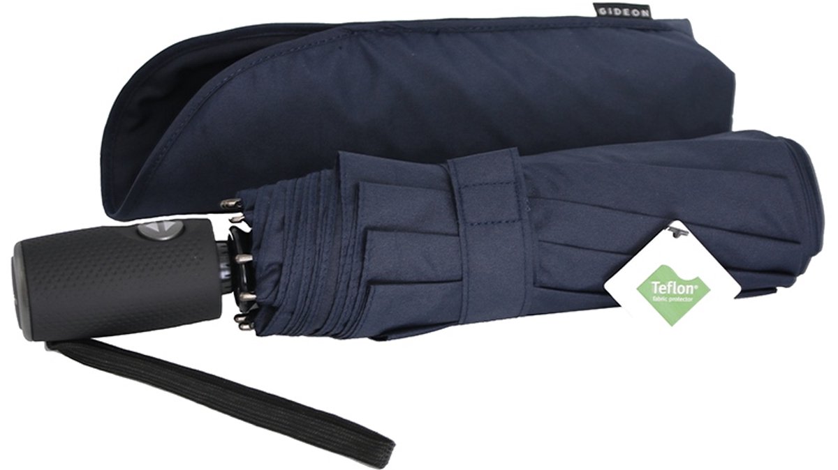 Bol.com Gideon stormparaplu - Opvouwbaar – Automatisch inklapbaar / uitklapbaar – Windproof - Glasvezel frame - Blauw aanbieding