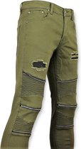 Groene biker skinny jeans heren - Mannen broek- 3017-9