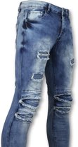 Broeken met scheuren mannen  - Biker jeans heren skinny - 3002-16 - Blauw