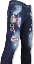 Skinny Heren Jeans - Mannen Spijkerbroeken - Skull Color 1514 - Blauw
