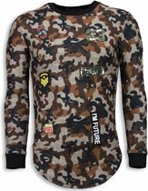 JUSTING 23th US Army Camouflage Shirt - Long Fit Sweater - Bruin - Maten: M