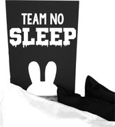 Kinderkamer bord met tekst-bunny-team niet slapen-60x40 cm lxb