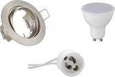 LED Spot Set - Trion - GU10 Fitting - Inbouw Rond - Mat Nikkel - 4W - Helder/Koud Wit 6400K - Kantelbaar Ø83mm