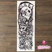 GetGlitterBaby - Plak Tattoo Sleeve / Tijdelijke Tattoos / Nep Tatoeage / Fake Temporary Tattoo - Doodshoofd