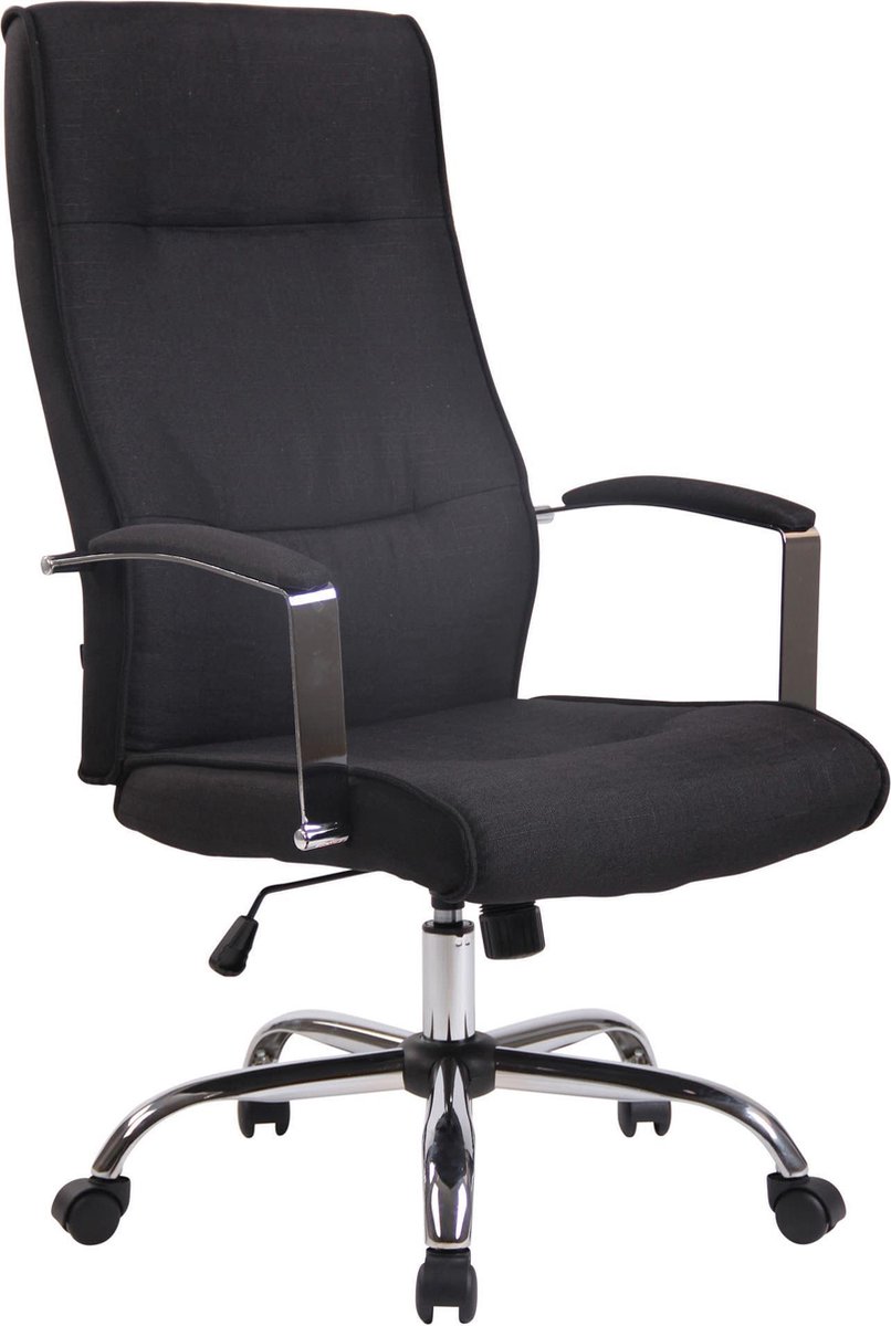 Bureaustoel - Ergonomische bureaustoel - Design - In hoogte verstelbaar - Stof - Zwart - 63x72x124 cm