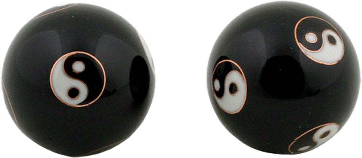 Goedkoopste Meridiaankogels Yin Yang zwart - 4 cm (2 stuks) - S