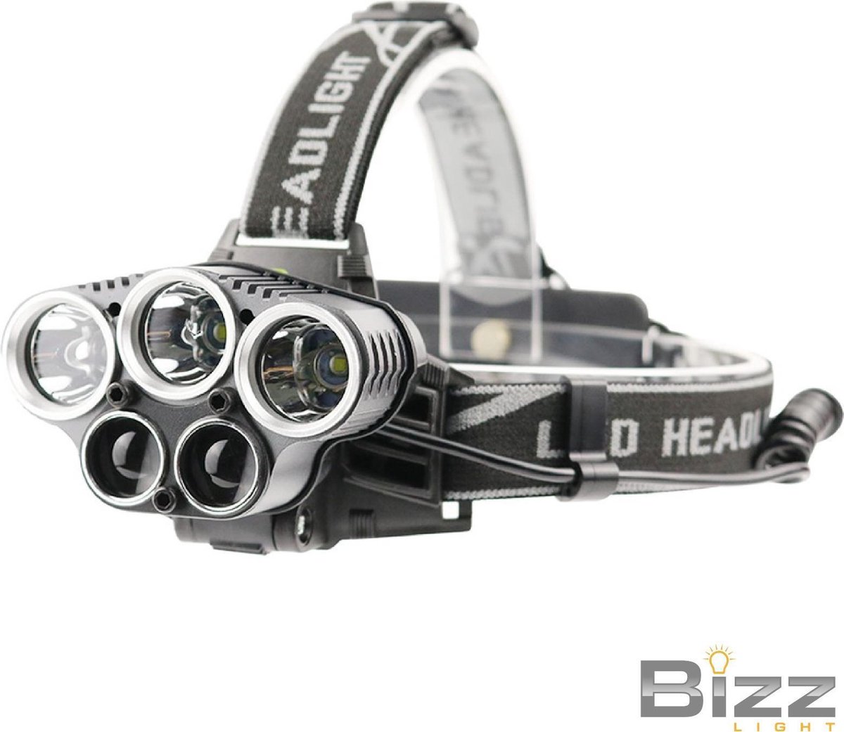 BIZZ Light® Waterdichte 5LED Hoofdzaklamp - 5000 Lumen - Oplaadbaar met USB  kabel -... | bol.com