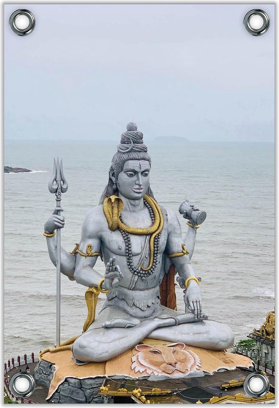 Tuinposter – Karnataka, Murudeshwar Temple– 80x120cm Foto op Tuinposter (wanddecoratie voor buiten en binnen)