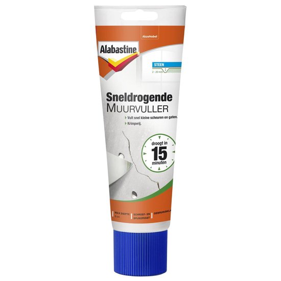 Foto: Alabastine sneldrogende muurvuller tube wit 330 gram