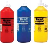 Lot de 3x bouteilles de peinture à l'eau pour enfants artisanat bleu-jaune-rouge - 500 ml par bouteille - Peinture / peinture