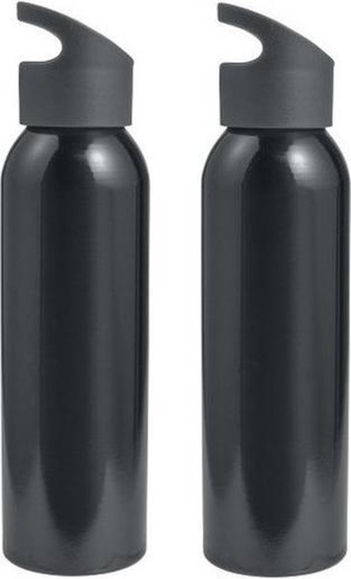 Aluminium waterfles/drinkfles 650 ml zwart 2 stuks- bidon | bol.com