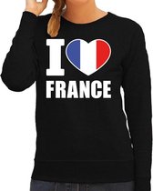 I love France supporter sweater / trui voor dames - zwart - Frankrijk landen truien - Franse fan kleding dames S