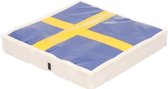 60x Landen thema versiering Zweden servetten 33 cm  - Zweden tafeldecoratie servetjes - Zweden thema papieren tafeldecoraties
