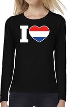 I love Holland supporter t-shirt met lange mouwen / long sleeves voor dames - zwart - Holland / Nederland landen shirtjes - Nederlandse fan kleding dames S