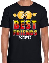 Funny emoticon t-shirt yes best friends forever zwart voor heren -  Fun / cadeau shirt M