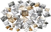 720x Vierkante plak strasssteentjes diamantjes zilver mix - Hobby artikelen